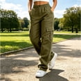 thumbnail image 2 of Admvng Womens Cargo Pants Elastic Waistband Comfortable Casual Hiking Work Pants, 2 of 9