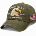 thumbnail image 5 of NIEWTR Country Hat 250th Anniversary USA Eagle Embroidered Baseball Cap for Men Women Adjustable Patriotic Hat 1776-2026 Freedom(A-AG,One Size), 5 of 5