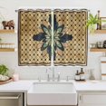 thumbnail image 2 of Vintage Geometric Kitchen Curtains Window Panels, Green Brown Abstract Plaid Checkered Insulated Window Treatment Curtain, Grommet Curtains for Bedroom/Living Room/Bathroom, 2 Piece 52"Wx72"L, 2 of 8