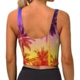 thumbnail image 3 of Xecao Palm Trees at Sunset for Sports Bra with Removable Pads, Crop Tank Top Design, Women's Longline Sports Bra - Non-Wired - Large, 3 of 9