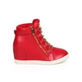 thumbnail image 2 of Liliana DA40 Women Leatherette Chain Lace Up Hidden Wedge Fashion Sneaker, 2 of 5