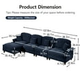 thumbnail image 5 of 138" Oversized Modular Sectional Sofa, L-Shaped Cloud Couch with Removable Ruffles Pleats Skirts and Movable Ottoman, 5 Seater Chenille Sleeper Couch Set, Blue, 5 of 9