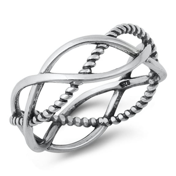 Braided Rope Eternity Promise Ring .925 Sterling Silver Band Jewelry Female Male Unisex Size 10