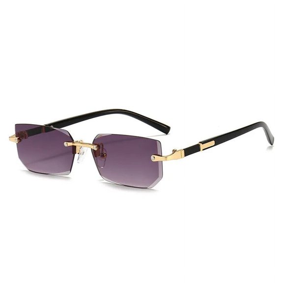 Rimless Rectangle Sunglasses Fashion Men Women Shades Small Square Sun Glasses For Female Trendy Summer Outdoor Accessory Gradient Purple