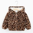 thumbnail image 2 of GPAECEAD 1-8Years Toddler Girls Winter Leopard Print Fleece Coat Kids Hooded Faux Fur Jacket Baby Warm Outwear Brown, 2 of 9