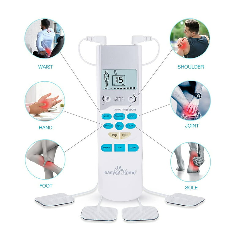 Tens Machine for Pain Relief - Easy@Home Dual Channel Tens Unit + Muscle Stimulator Electronic Pulse Massager