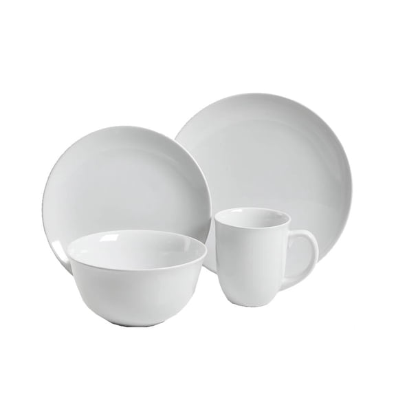 Vajilla Mainstays Colorine de Cerámica Blanco 16 Piezas