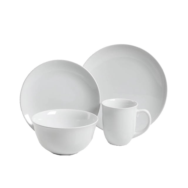 Vajilla Mainstays Colorine de Cerámica Blanco 16 Piezas