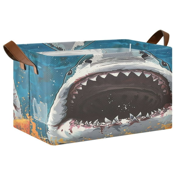 Ryvnso Shark Big Mouth Storage Bins Large Basket Foldable Cube Toys Organizer with Handles 1 PC