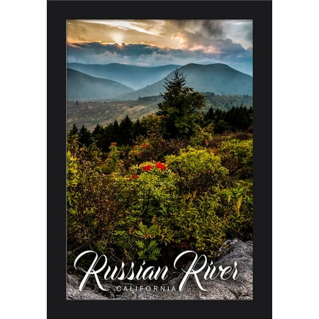 Mountain River Solid Wood - Russian River, California - Sunset in Mountains - Art Loeb Trail - Photography (12x18 Giclee Art Print, Gallery Framed, Black Wood)