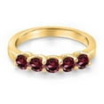 thumbnail image 3 of Gem Stone King 18K Yellow Gold Plated Silver Red Rhodolite Garnet Wedding-Bands Ring for Women | 1.10 Cttw | Round 3.5MM | Gemstone January Birthstone | Size 6, 3 of 6