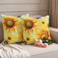 thumbnail image 2 of Spring Flowers Pillow Covers 2 Pack Watercolor Country Yellow Daisy Sunflower Floral Bee Green Plaid Pillowcase Waterproof Outdoor Throw Pillow Cover for Patio Garden Square Cushion 24”x24”, 2 of 9