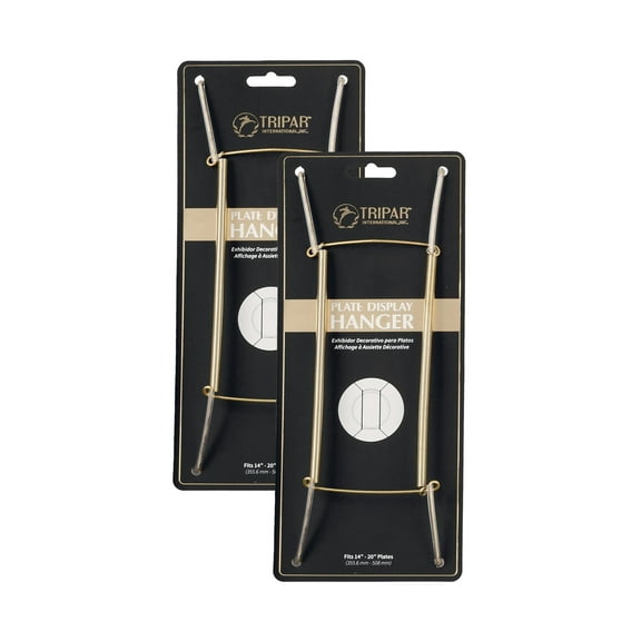 Tripar Plate Wire Wall Hangers - Brass Finish - Fits 14"-20" (2 Pack)