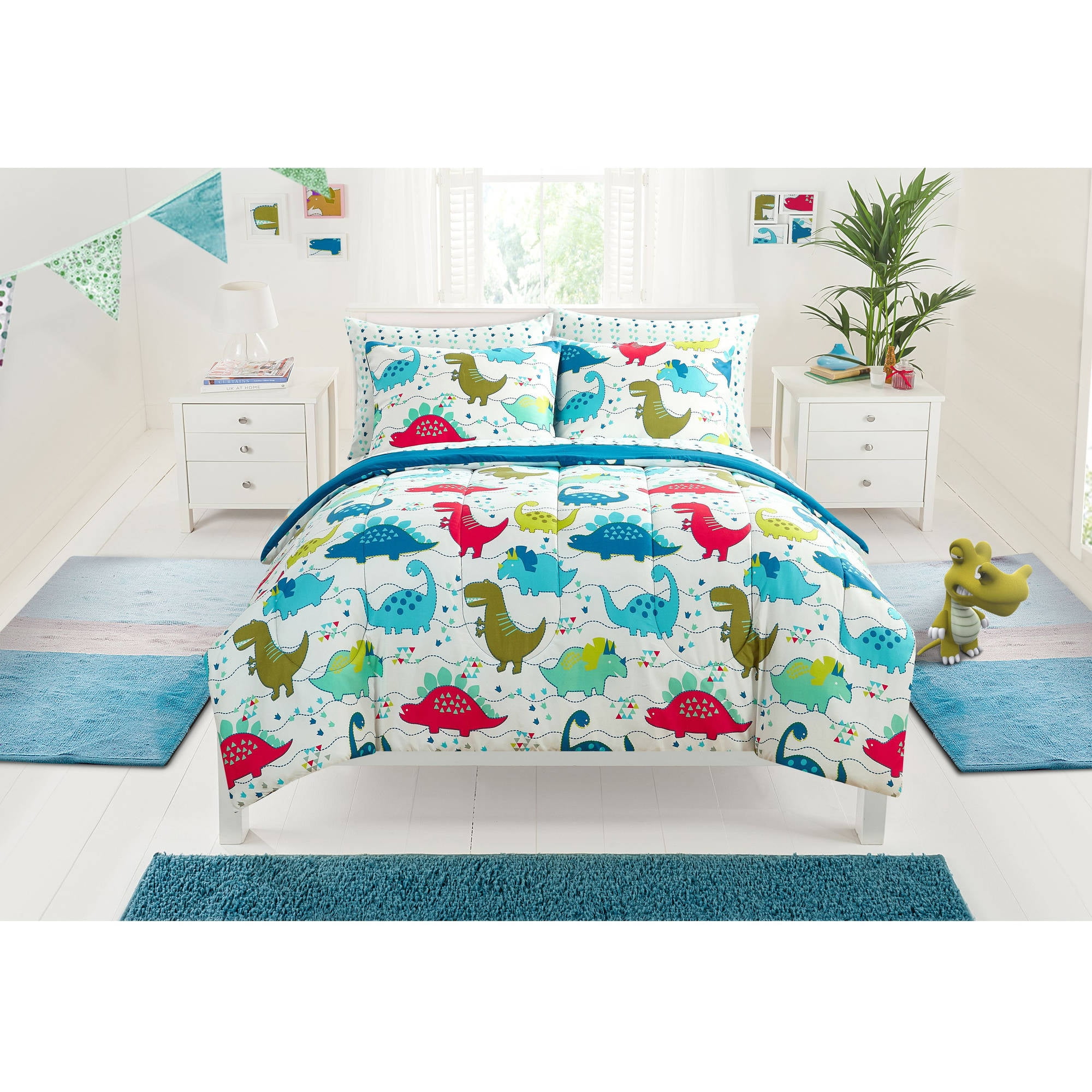 057 Dinosaur Twin Kids Bedspread Quilts Set for Teens Boys Girls Bedding Set