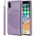 thumbnail image 4 of iPhone Xs Max Wallet Case with RFID Blocking Card Holder,Premium PU Leather Double Magnetic Buttons Stand Flip Wrist Lanyard Strap Back Cover for iPhone Xs Max 6.5 Inch,Purple, 4 of 8