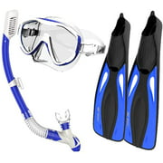 Snorkel Goggles Flippers Set Snorkeling Glasses Swimming Fins Scuba Snorkelling Gear Package