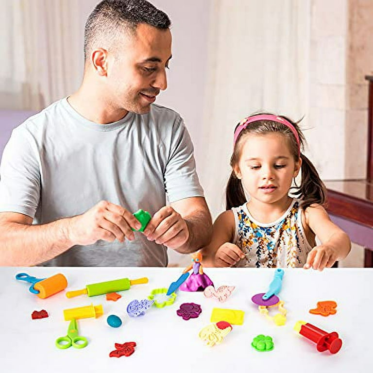 Maykid Play Dough Tools for Kids, 46pcs Playdough Tools Kit Include Dough Accessory Molds Rollers Cutters Scissors and Storage Bag
