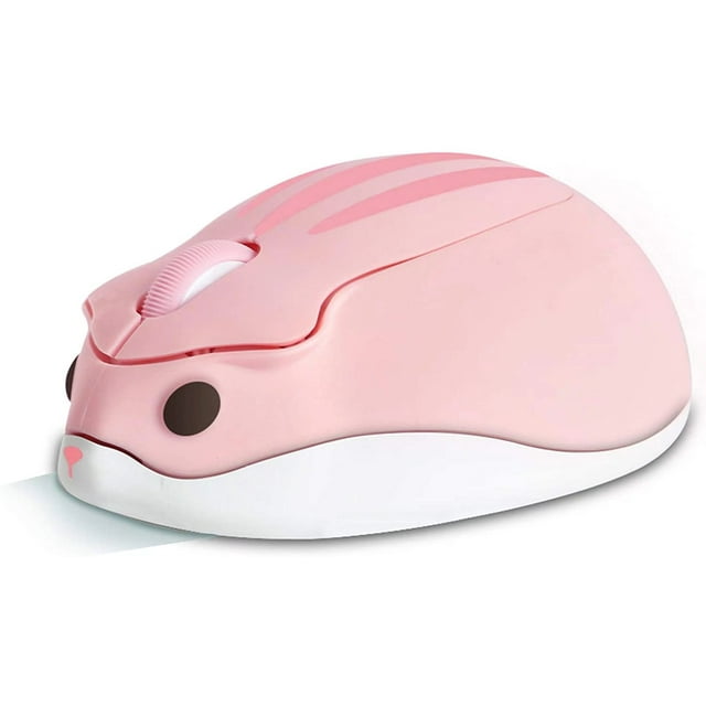 CHUYI 2.4G Wireless Mouse, Cute Animal Hamster Shape Silent Mouse, 1200DPI Portable Mobile Optical Mouse with USB Receiver, 3 Buttons Cordless Mouse for PC Mac Laptop Computer Notebook (Pink)