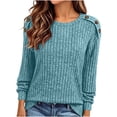 thumbnail image 2 of ClodeEU Women's Crewneck Long Sleeve Blouse Top,Casual Loose Solid Color Pullover ,Women's Plus S, 2 of 8