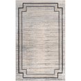 thumbnail image 1 of Unique Loom Oasis High-Low Pile Border Stripes Rug 5' x 8' Rectangle Gray/Beige, 1 of 1