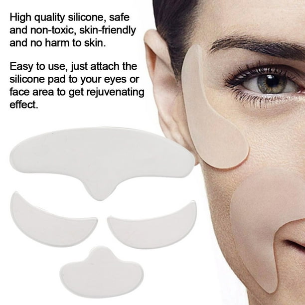 Ymiko 4Pcs Anti Wrinkle Silicone Patch Pad Skin Lifting Washable Forehead  Eye Face Chin Patch,Anti Wrinkle Silicone Patch, Reusable Silicone Patch 