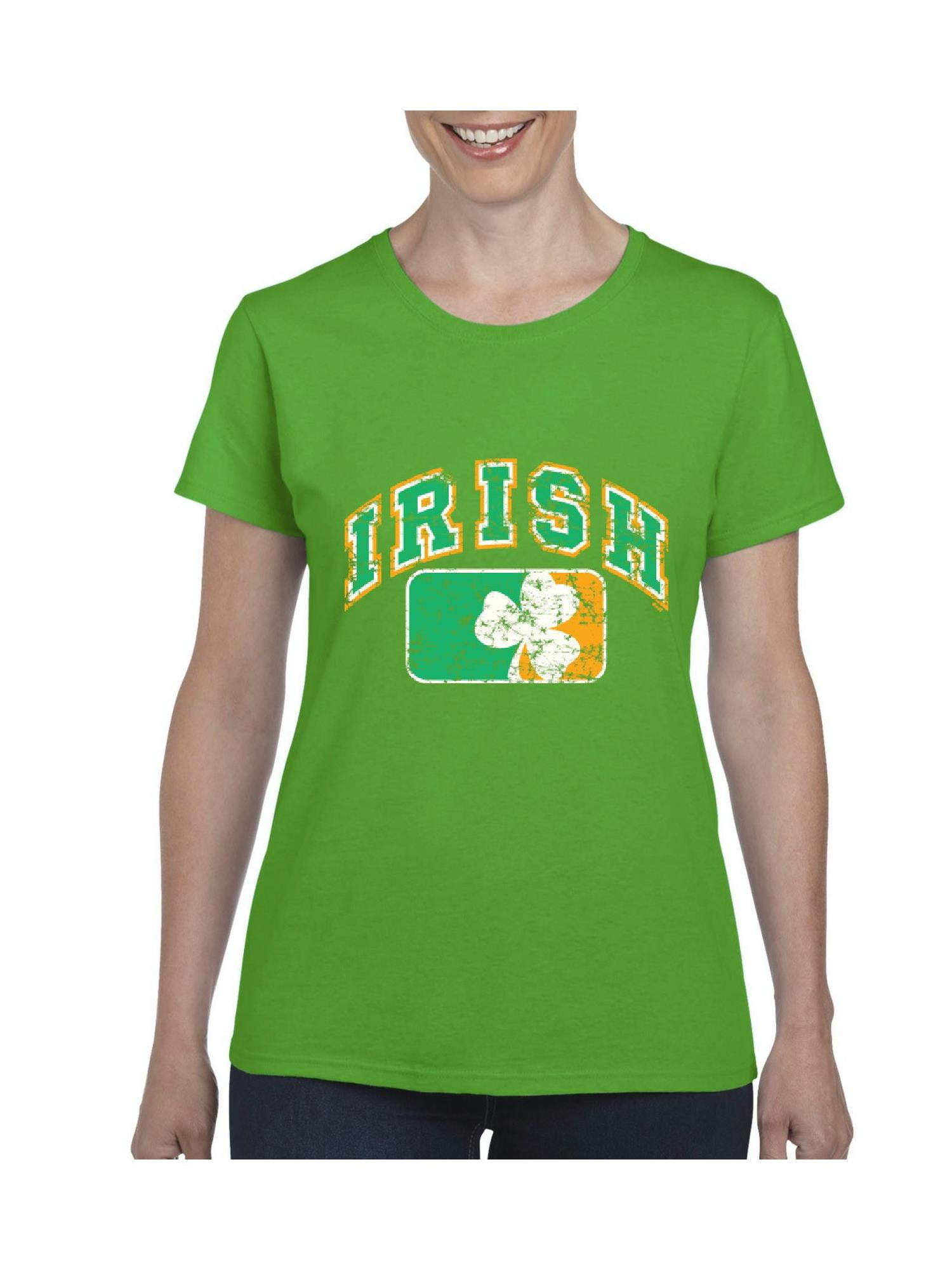 IWPF Womens Vintage Irish Flag Shamrock Short Sleeve TShirt