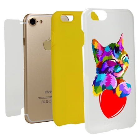 Guard Dog Love Kitty Hybrid Phone Case for iPhone 7 / 8 , White with Yellow Silicone