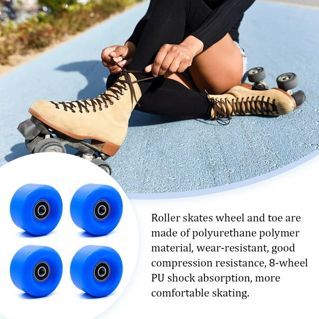 4 Pieces Skate Wheel Replacement Modified Accessories Universal Roller Skates Thick Inline Roller Skates Wheels with Bearings Skating Sport Accessory Blue