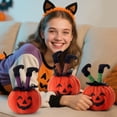 thumbnail image 3 of QLUEWX Halloween Plush Toys Pumpkin with Witch Legs, Soft Fluffy Stuffed Pumpkin Doll with Striped Boots, Cute Halloween Decor for Tiered Tray Tabletop Shelf Home Party Holiday Gift, 3 of 6