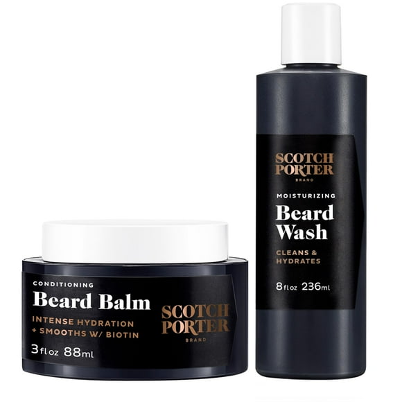 Scotch Porter Conditioning Beard Balm &amp; Moisturizing Beard Wash Bundle &amp;acirc;&amp;#128;&amp;#147; Smooth, Shape, Moisturize &amp; Cleanse while Encouraging Growth for Fuller