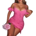 thumbnail image 4 of SAYOO Vestido ajustado de mujer, mini - vestido de tirante con tirantes finos italianos SAYOO moda, 4 of 8