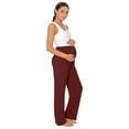 thumbnail image 7 of Amzcrzy Maternity Pants High Waist Over Belly Wide Leg Trousers Pants for Women with Pockets High Elastic Breathable Straight Leg Summer Pants for Pregnancy Red 2XL, 7 of 7