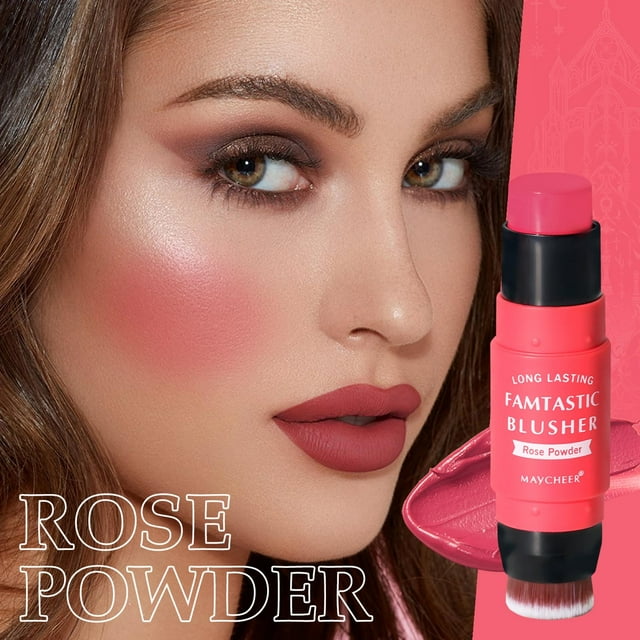 50% Off Clear Naittoop Multi Cream Blush Stick with Brush Lightweight Long-lasting Easy To Use 2 In 1 Multi Stick Blush for Cheeks Lip Tint Eyeshadow Makeup