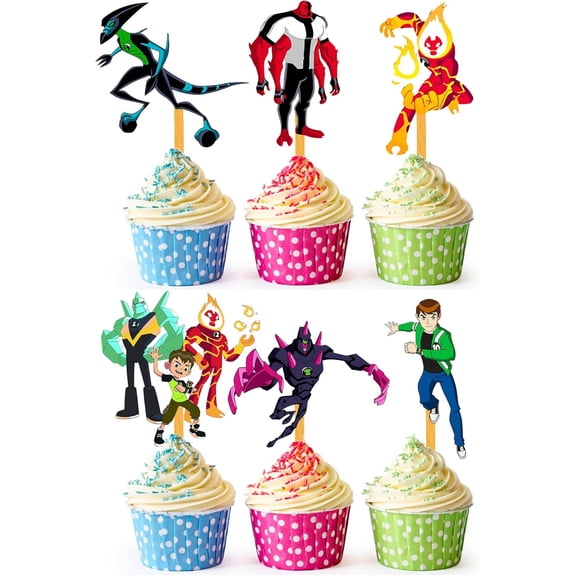 24x Galactic Hero Cupcake Toppers – Strong Picks Happy Birthday Décor, Cupcake Decorations for Kids Birthdays