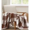 thumbnail image 3 of Brooklyn Loom Dusted Plaid 100% Microfiber Polyester  50x70 Throw Blanket in Brown, All Season, Adult Size, OEKO-TEX Certified, 3 of 10