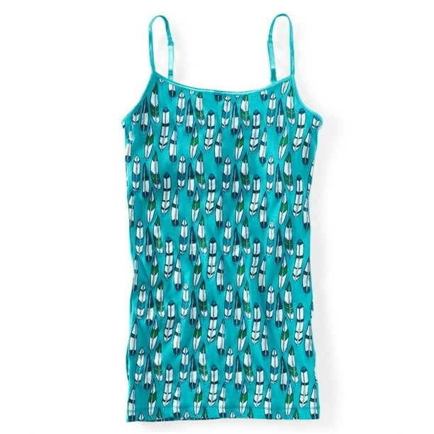 Aeropostale Womens Leather Print Stretch Favorite Cami Tank Top, Green,  Small
