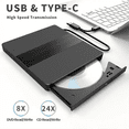 thumbnail image 2 of USB3.0 External CD DVD Reader CD/DVD Drive Burner Reader Type-C External Optical Hard Drive Disk for PC Laptop Desktop,1 * External CD DVD Reader,Black, 2 of 8