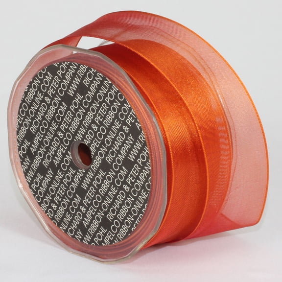 The Ribbon People Red and Orange Crystal Wired Edge Craft Ribbon 1.5" x 27 Yards