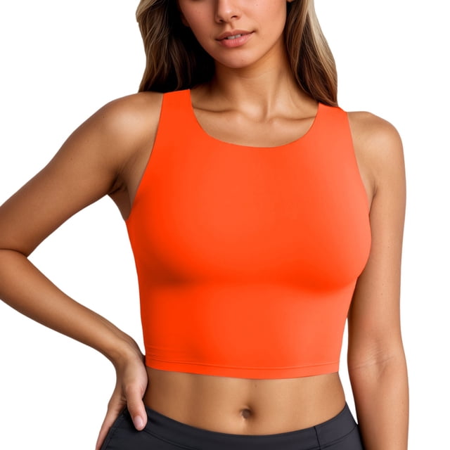 PMVFHDE Women's Solid Color Tankini Swim Top Comfortable Breathable Shirt For Beach Pool Summer Water Activities Orange,XXL