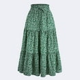 thumbnail image 2 of RPVATI Long Flowy Skirts for Women On Clearance Floral Tiered High Waisted Summer Maxi Skirt Boho Drawstring Holiday Pleated Vacation A Line Skirts Green M, 2 of 8