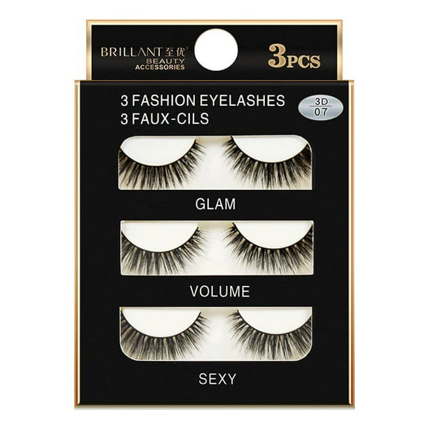 Hot selling goods!3 Pairs 3D Long False Eyelashes Makeup Natural Fake Thick Black Eye Lashes