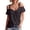 H339 Black, variant on Womens Top V Neck Short Sleeve Cold Shoulder Blouse Solid Summer With Ruffle Trim Casual Dailywear Ladies Shirts Size 2Xl Red