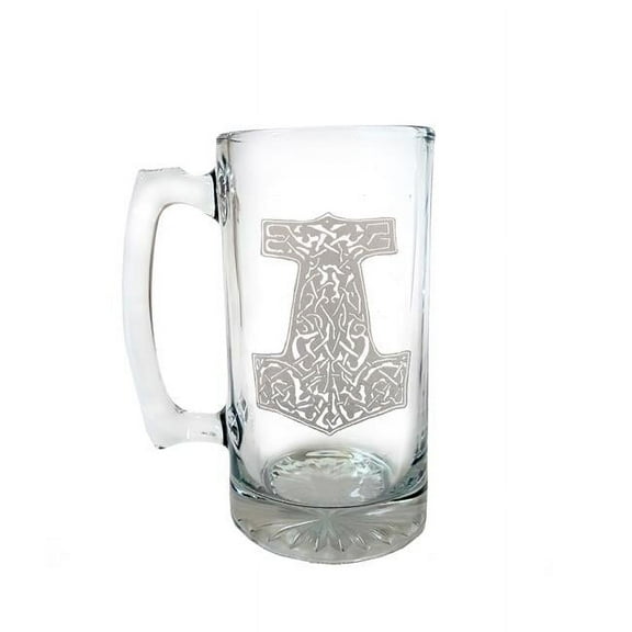 Lyoncraft SSMJ01 16 oz Mjolnir Thors Hammer Engraved Stein Glass
