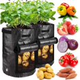 thumbnail image 5 of 4 Pack 10 Gallon Garden Potato Grow Bags with Flap and Handles Aeration Fabric Pots Heavy Duty Vegetable Planter Bag for Tomato, Fruits, 5 of 9