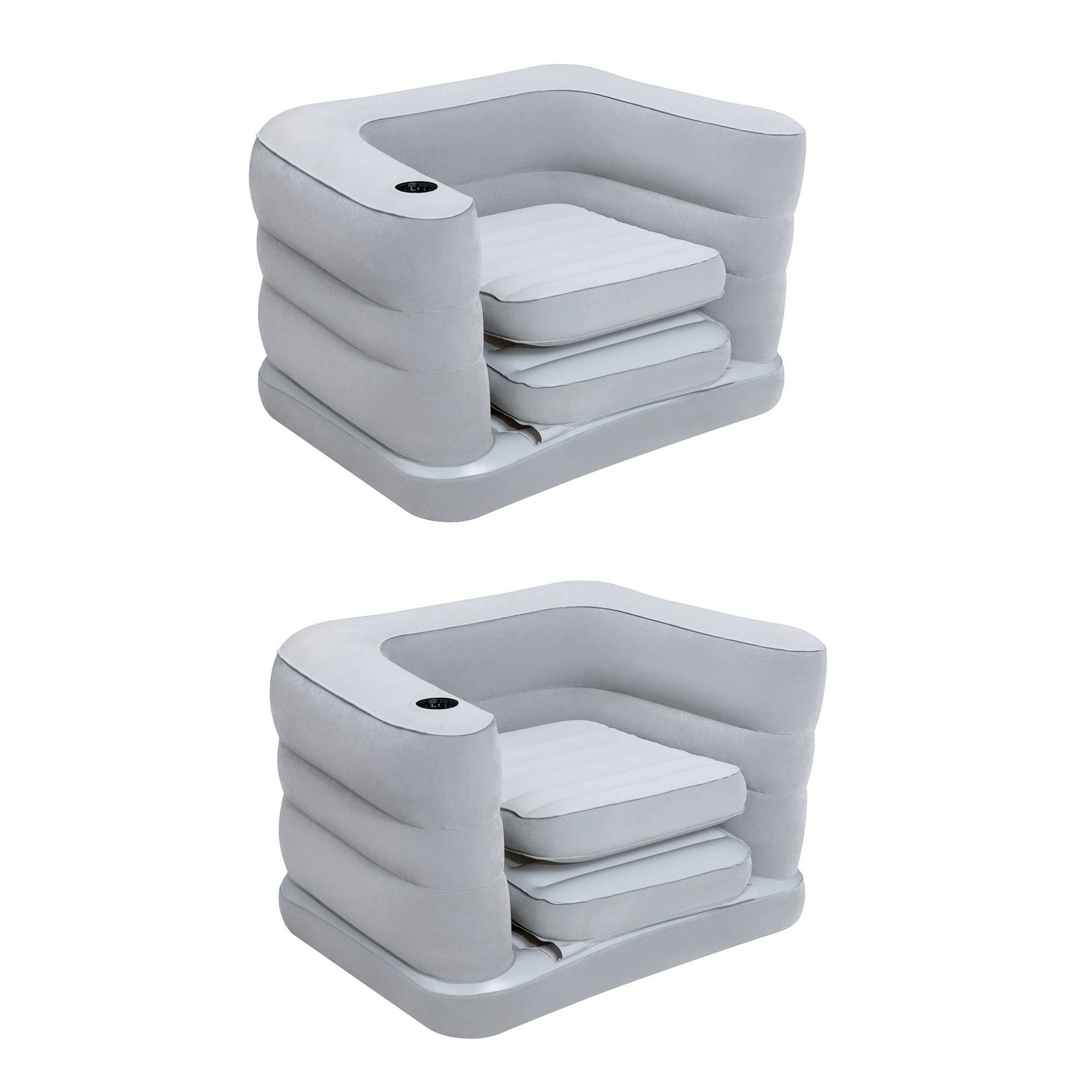 Bestway MultiMax II Inflatable Folding Air Chair and Bed Combo, Gray