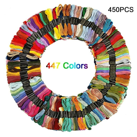 450Pcs Embroidery Floss,Multi Colors Cotton DMC Cross Floss Stitch Thread Embroidery Sewing Skeins