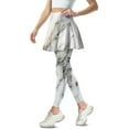 thumbnail image 2 of COEQINE Ruffle Pleated Tennis Skirted Legging with Pockets for Women White Gold Marble Pattern Moisture-Wicking Breathable Yoga Leggings with Skirts Comfy Skort Pants, S, 2 of 7