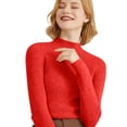 thumbnail image 2 of Women's 100% Merino Wool 2024 Fall Winter First-Line Ready to Wear Long Sleeve Seamless Knit Mock Neck Sweater Red XXL, 2 of 9