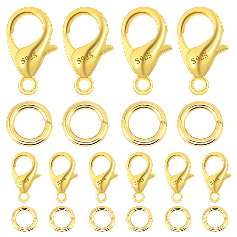 Lancharmed Gold Bracelet 14K Gold Plated Attachmentlobster Clasp 10 Open Jump Rings10 Necklace Jewellery Clasp Snecklace Extenders for Womens Classroom Valentines Gifts