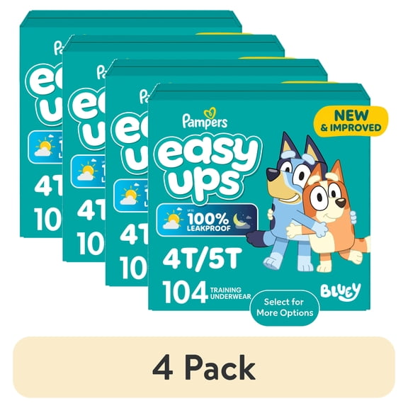 (4 pack) Pampers Easy Ups Bluey Potty Training Pants Boys Size 4T-5T, 104 Count (Select for More Options)